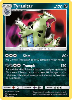 Tyranitar Rare Holo card from Celestial Storm