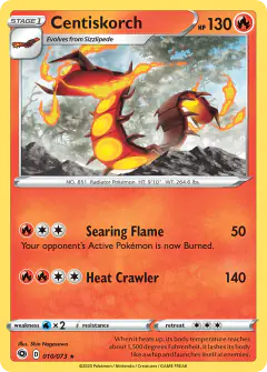 Centiskorch Rare Holo card from Champion's Path
