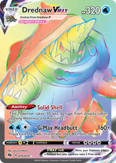 Drednaw VMAX Rare Rainbow card from Champion's Path