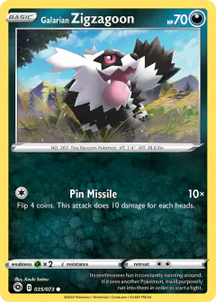 Galarian Zigzagoon Common card from Champion's Path