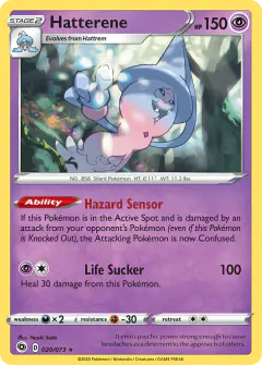 Hatterene Rare Holo card from Champion's Path