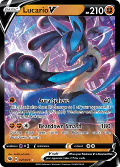 Lucario V Rare Holo V card from Champion's Path