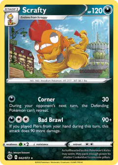Scrafty Rare Holo card from Champion's Path