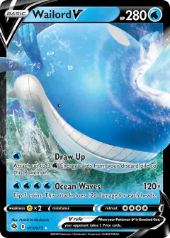 Wailord V Rare Holo V card from Champion's Path