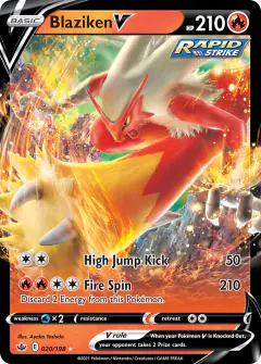 Blaziken V Rare Holo V card from Chilling Reign