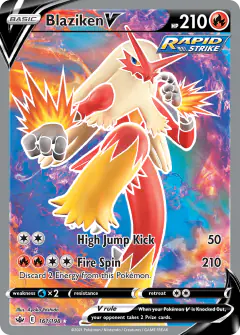 Blaziken V Rare Ultra card from Chilling Reign