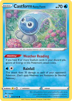 Castform Rainy Form Common card from Chilling Reign