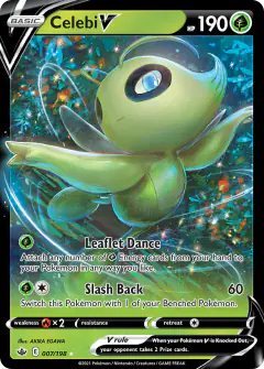Celebi V Rare Holo V card from Chilling Reign