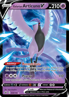 Galarian Articuno V Rare Holo V card from Chilling Reign