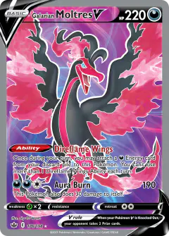 Galarian Moltres V Rare Ultra card from Chilling Reign