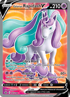 Galarian Rapidash V Rare Ultra card from Chilling Reign