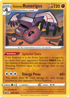 Galarian Runerigus Rare Holo card from Chilling Reign