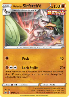 Galarian Sirfetch'd Rare card from Chilling Reign
