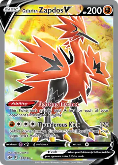 Galarian Zapdos V Rare Ultra card from Chilling Reign