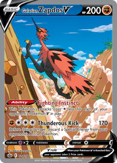 Galarian Zapdos V Rare Ultra card from Chilling Reign