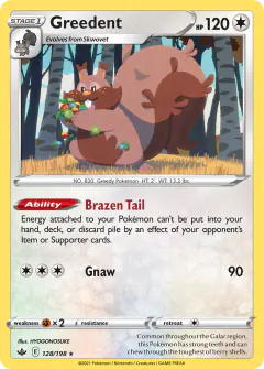 Greedent Rare Holo card from Chilling Reign