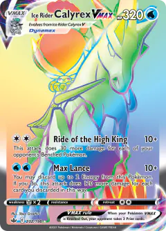 Ice Rider Calyrex VMAX Rare Rainbow card from Chilling Reign
