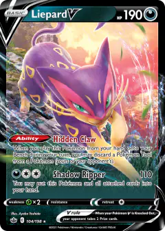 Liepard V Rare Holo V card from Chilling Reign