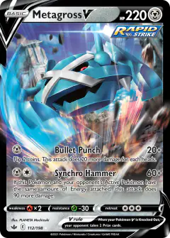 Metagross V Rare Holo V card from Chilling Reign
