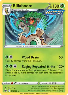 Rillaboom Rare Holo card from Chilling Reign