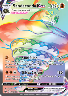Sandaconda VMAX Rare Rainbow card from Chilling Reign