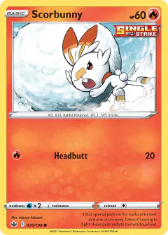 Scorbunny Common card from Chilling Reign