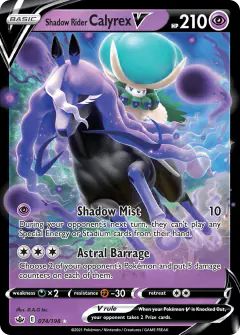 Shadow Rider Calyrex V Rare Holo V card from Chilling Reign