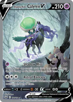 Shadow Rider Calyrex V Rare Ultra card from Chilling Reign