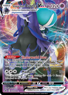 Shadow Rider Calyrex VMAX Rare Holo VMAX card from Chilling Reign