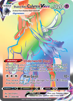 Shadow Rider Calyrex VMAX Rare Rainbow card from Chilling Reign