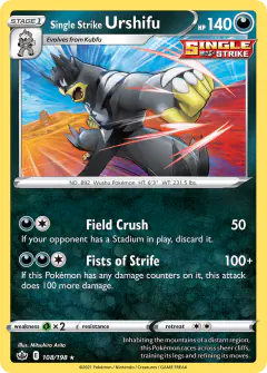 Single Strike Urshifu Rare Holo card from Chilling Reign