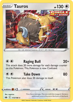 Tauros Rare Holo card from Chilling Reign