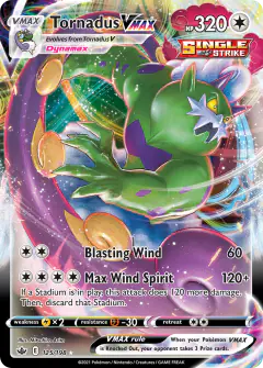 Tornadus VMAX Rare Holo VMAX card from Chilling Reign