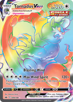 Tornadus VMAX Rare Rainbow card from Chilling Reign