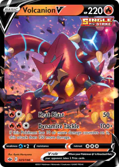 Volcanion V Rare Holo V card from Chilling Reign