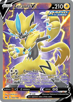 Zeraora V Rare Ultra card from Chilling Reign