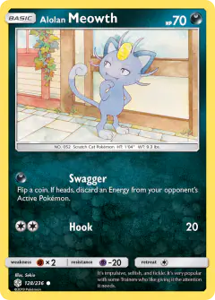 Alolan Meowth Common card from Cosmic Eclipse