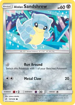 Alolan Sandshrew Common card from Cosmic Eclipse