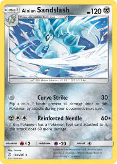 Alolan Sandslash Rare card from Cosmic Eclipse