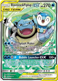 Blastoise & Piplup-GX Rare Ultra card from Cosmic Eclipse
