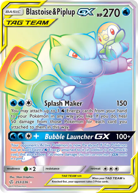 Blastoise & Piplup-GX Rare Rainbow