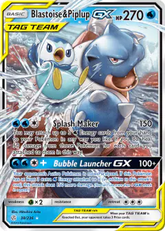 Blastoise & Piplup-GX Rare Holo GX card from Cosmic Eclipse