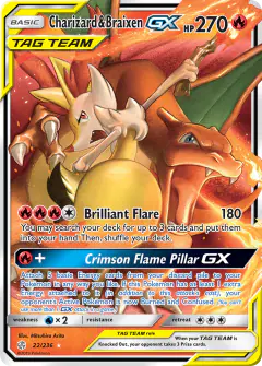 Charizard & Braixen-GX Rare Holo GX card from Cosmic Eclipse
