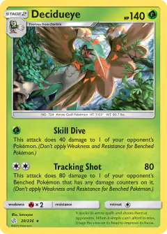 Decidueye Rare Holo card from Cosmic Eclipse