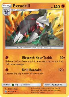 Excadrill Rare Holo card from Cosmic Eclipse