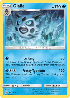 Glalie Rare card from Cosmic Eclipse