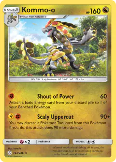 Kommo-o Rare Holo card from Cosmic Eclipse