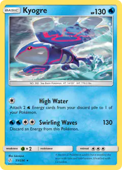 Kyogre Rare card from Cosmic Eclipse