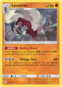 Lycanroc Rare Holo card from Cosmic Eclipse