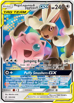 Mega Lopunny & Jigglypuff-GX Rare Holo GX card from Cosmic Eclipse